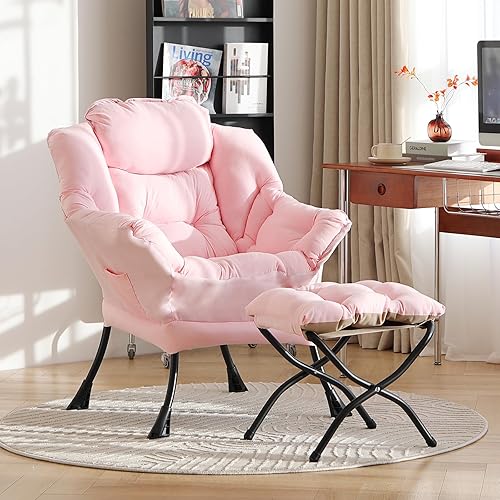 Miniatura 34 de Lita Silla relajada con otomana, tapizado ornamental, moderno de ocio, contemporáneo para lectura con reposabrazos, un bolsillo lateral para sala de