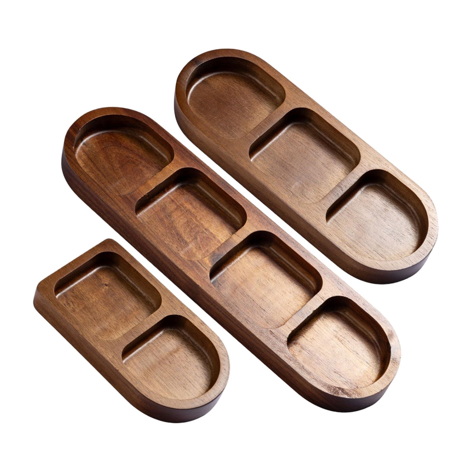 Shntig Of 3 Artistic Display Tray Wood Texture Jewelry Storage Plate for Elegant Jewelry Presentation and Storaging Use Bathroom Storage Tray