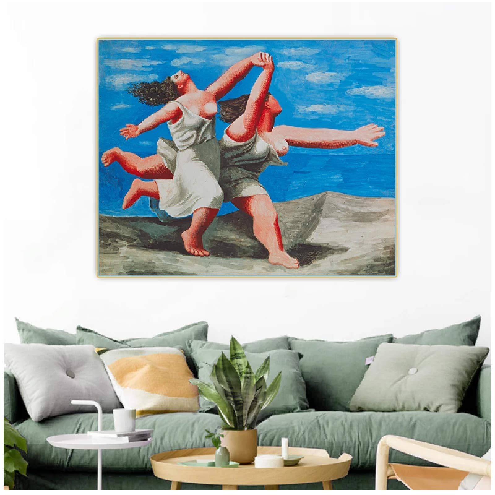 Amazon.co.jp: パブロ・ピカソ《浜辺を駆ける二人の女性》キャンバス