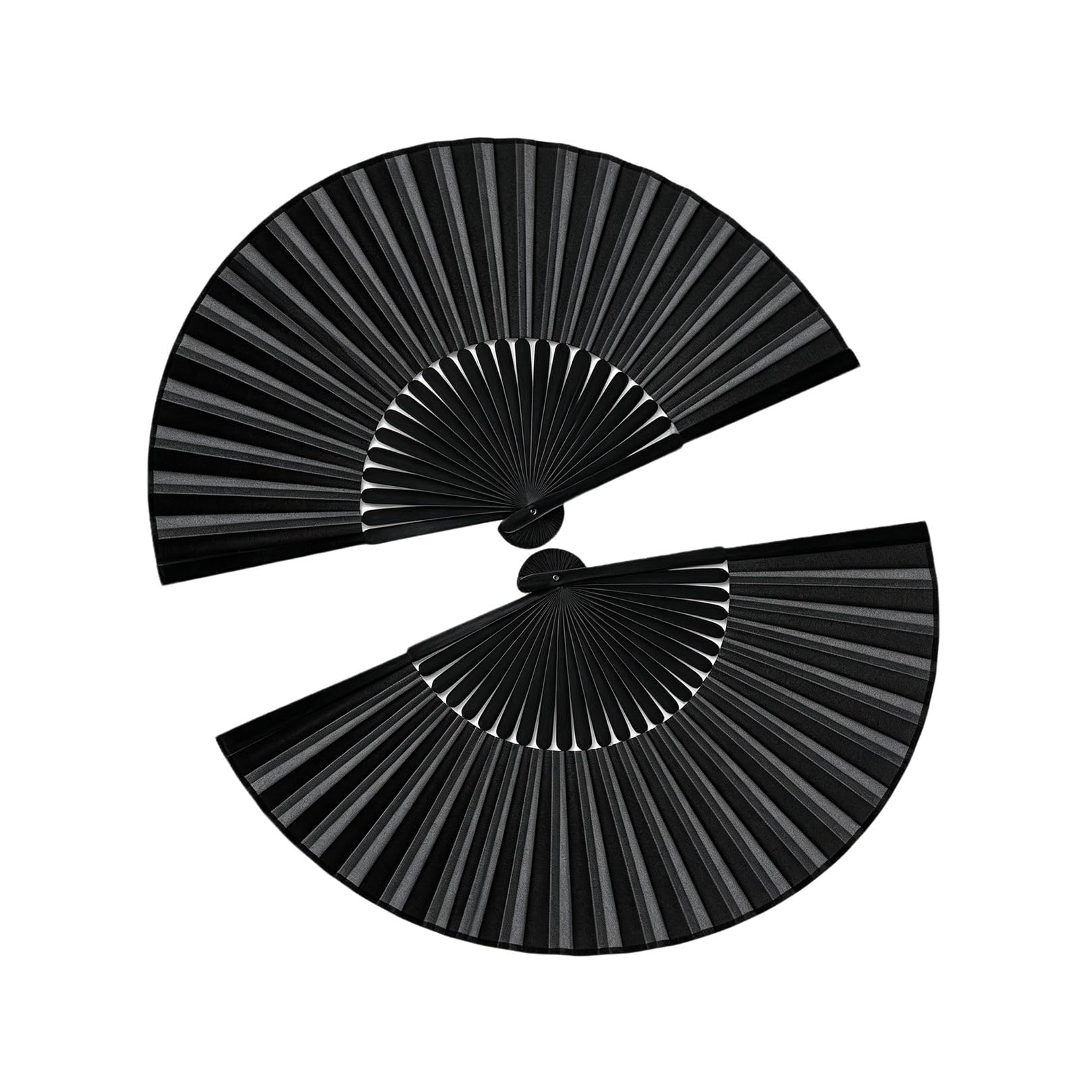 Oberlyn 2Pcs Hand Fan Folding,Black Fabric Handheld Fans Foldable,Women Manual Chinese Spanish Dance Folding Bamboo Fan Props,Ladies Portable Handheld Fans,for Dancing Wedding Festival Cosplay Party