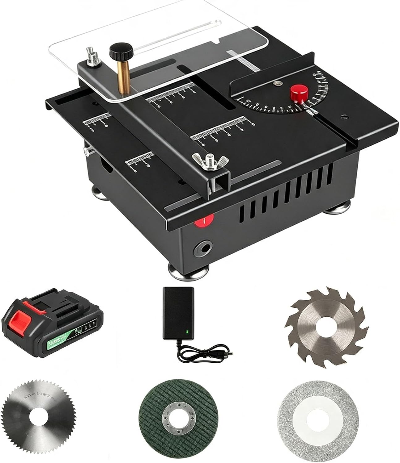 Mini Electric Saw, 100w Table Saw Desktop Electric Cutter, 0‑90° Angle Cutting, 15mm Saw Blade Height, For Wood Plastic, Micro Small Diy Woodworking