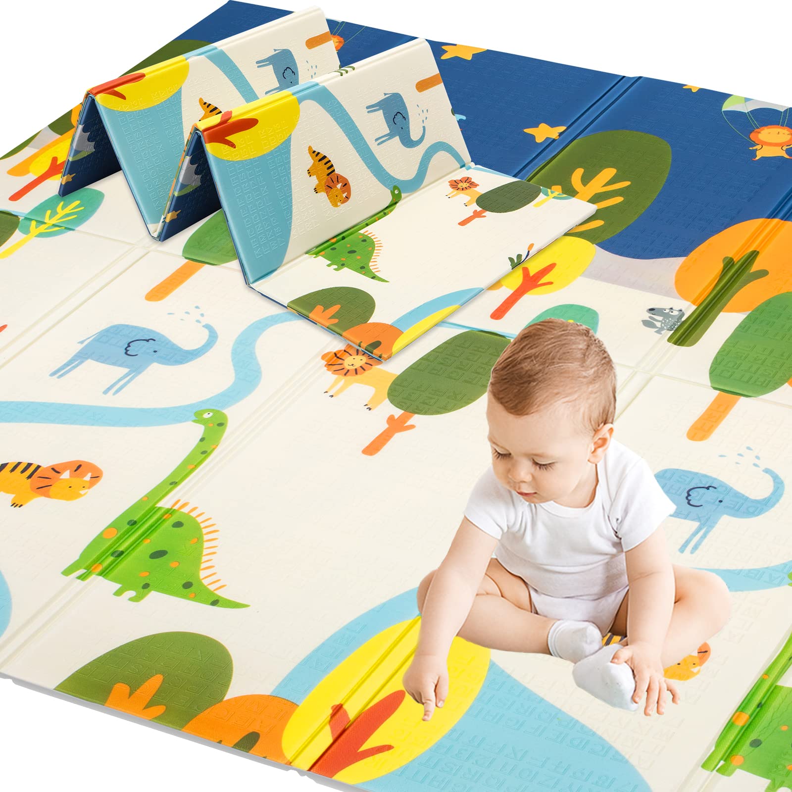 Baby Play Mat Floor Mat Foam Playmat, Non-Toxic Foldable Waterproof Crawling Mat for Toddlers and In