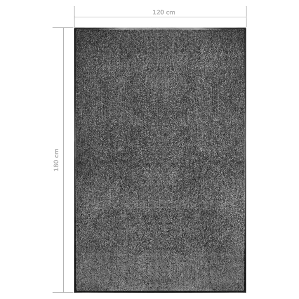 Felpudo lavable antracita 120 x 180 cm, parte trasera de PVC antideslizante, absorbe la humedad, ideal para interior y exterior, resistente, alfombrilla para entrada, pasillo, terraza