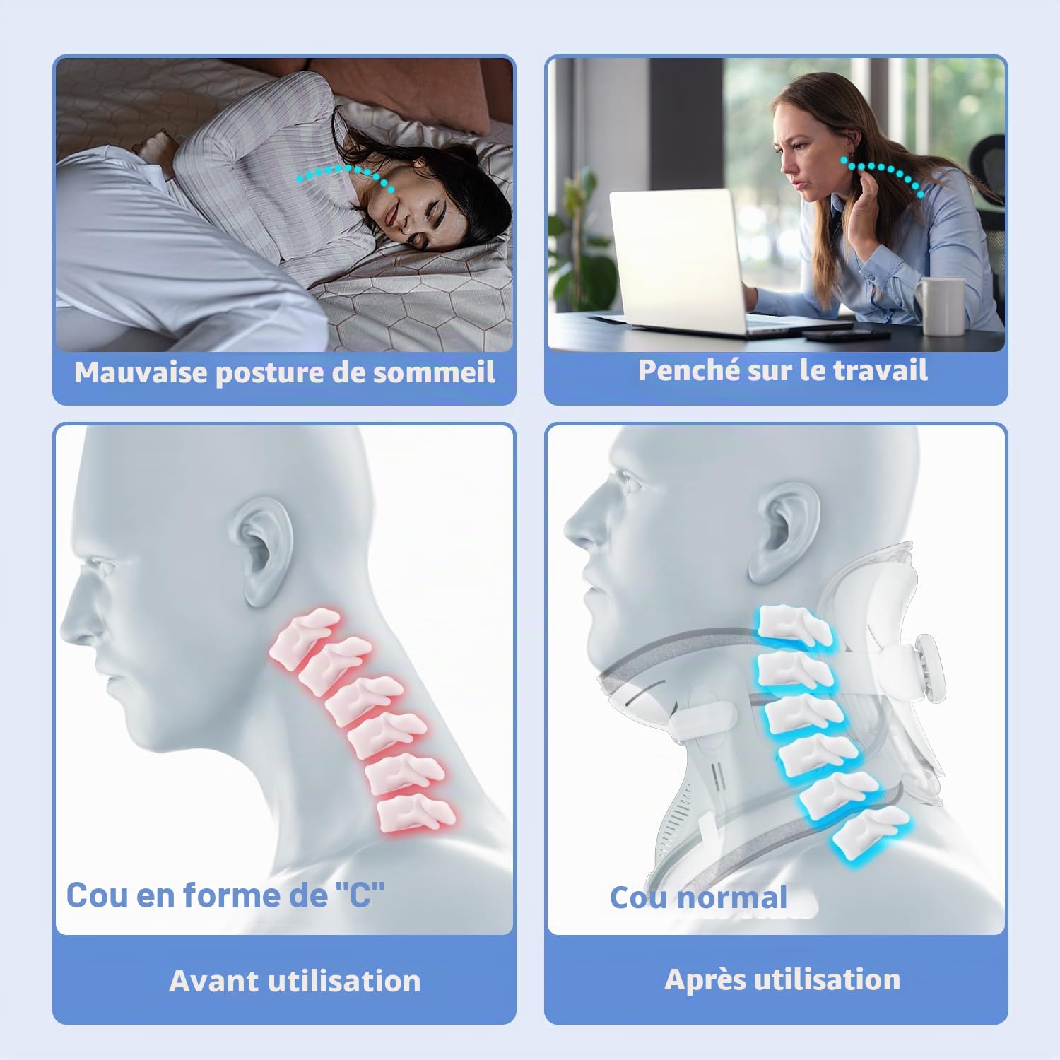 Holdsound Dispositif de traction cervicale, un appareil de traction du cou réglable manuellement, qui soulage efficacement les douleurs au cou, facile à utiliser, utilisé debout, assis ou en