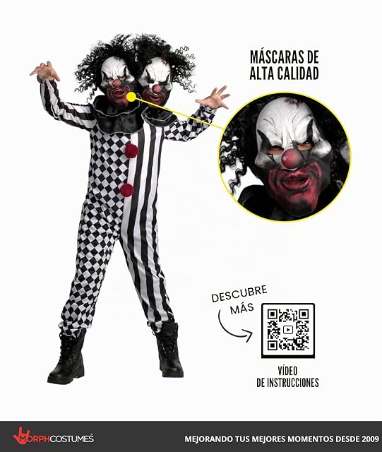 Foto 3 de 6 de Morph Disfraz Payaso de Dos Cabezas Niño, Disfraz Halloween Niño, M