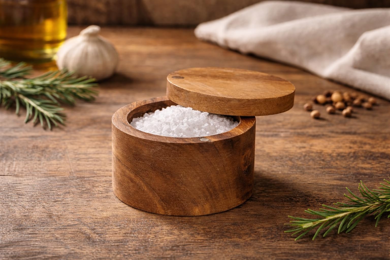 Wooden Salt Box Container - White Whale -1