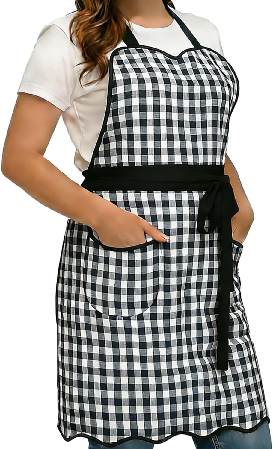 Love Potato Plus Size Women's Apron - Adjustable Long Neck & Waist Ties, Kitchen Cooking Baking Apron