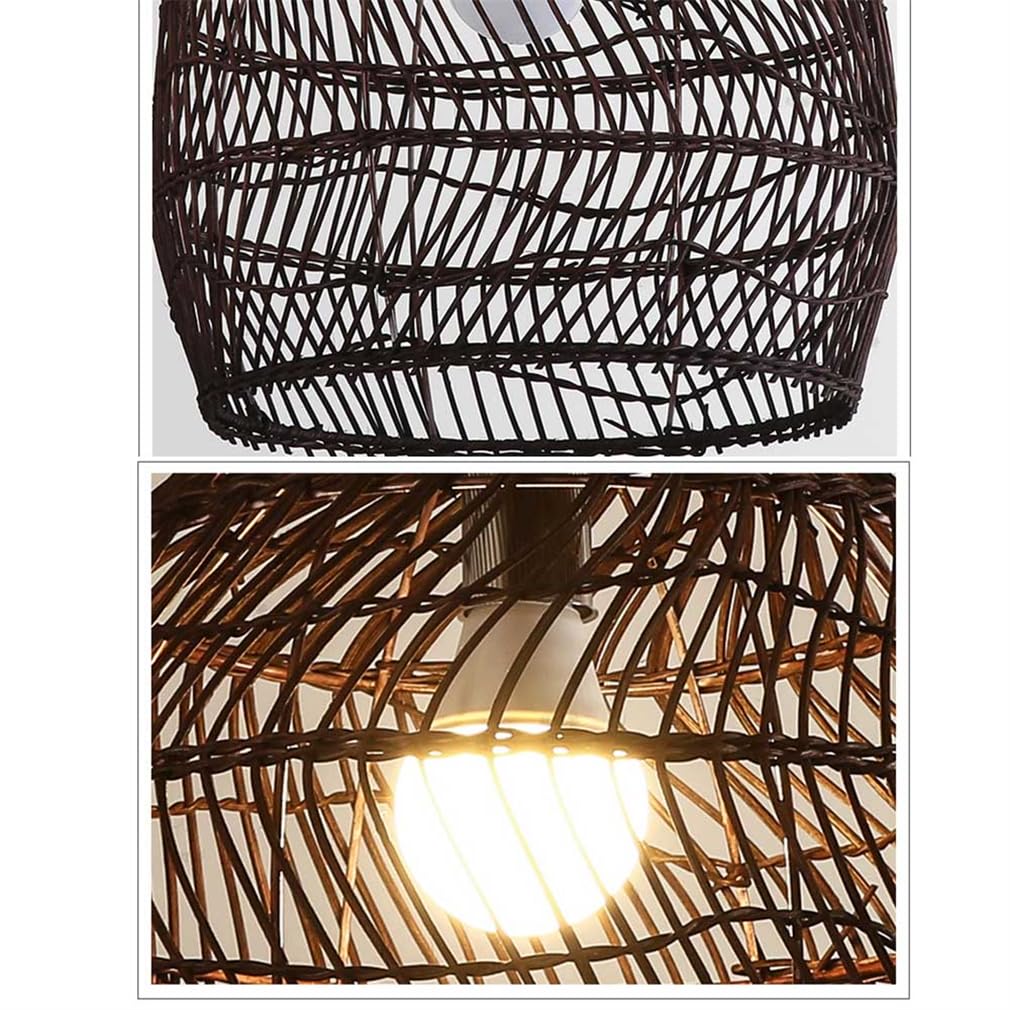 Pantalla de lámpara de iluminación con Tejido Wicke, acabado Negro, diseño de cesta para Sala de estar, entrada, bombillas LED E27, lámpara de altura Ajustable, a, 50 cm
