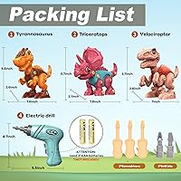 Vista 7 de Laradola Juguetes de dinosaurio para niños de 3, 4, 5, 6, 7, 8 años, niños y niñas, juguetes de construcción STEM desarmables con taladro eléctrico