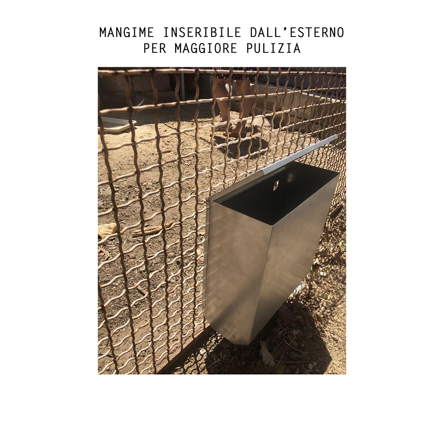 Mangiatoia per Galline 35x15x40 cm Capienza 8kg in Acciaio Zincato