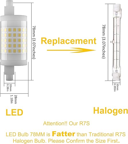 Miniatura 2 de Familite Bombilla LED R7S de 3.071 in, luz de inundación J78 regulable de 10 W, reemplazo halógeno T3 de 100 W, blanco cálido 3000 K, paquete de 2