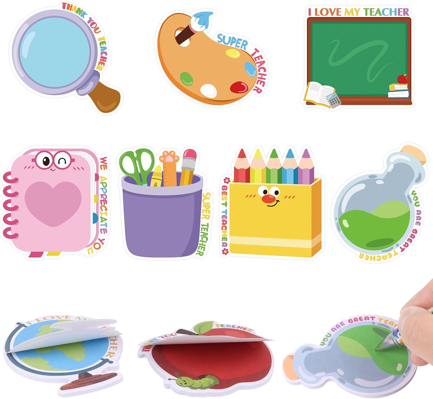 CCINEE 30pcs Teacher Appreciations Sticky Notes Bulk, 900 Sheets Funny Shaped Notepads for Graduation Back to School Thank You Teacher Staff Gift Office Party Favor Memo Pads