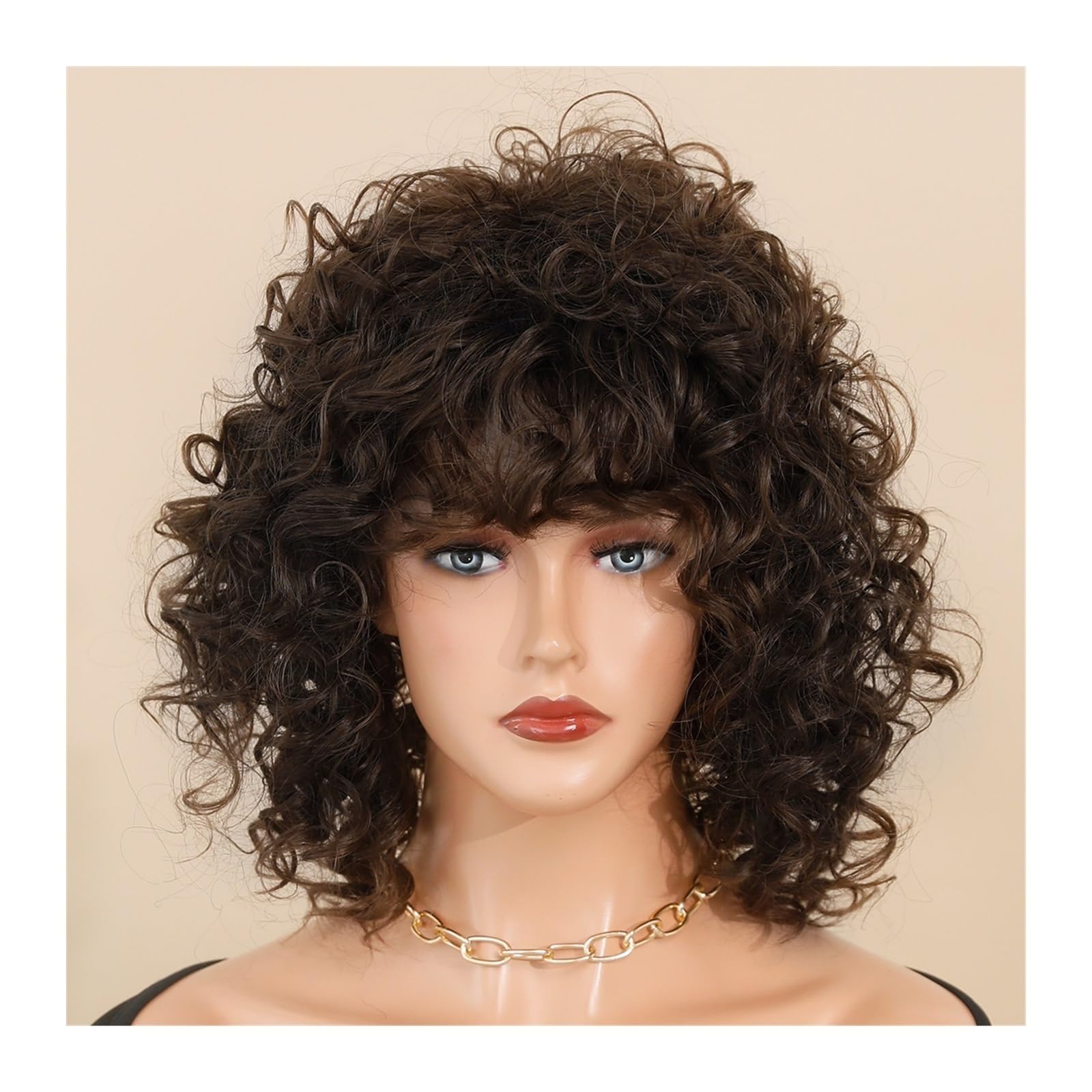 Pelo Natural Pelucas rizadas Sueltas Cortas for Mujeres Negras Peluca Afro Pelucas sintéticas Resistentes al Calor Pelucas Medias Naturales esponjosas Fiesta de Cabello Suave Uso Diario Mujer Peluca