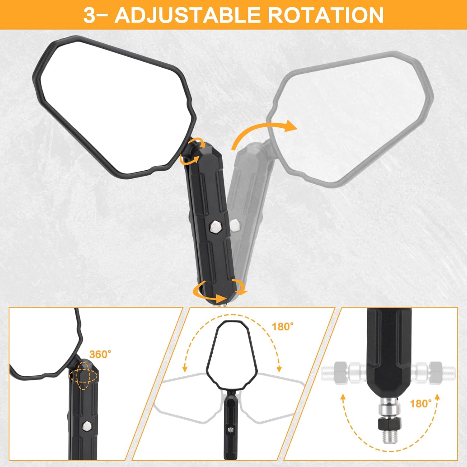 Adventure Bike Mirrors 8MM 10MM Motorcycle Rear View Side Mirrors Adjustable With 7/8" Handlebar Mount Compatible with KTM Honda Kawasaki KLR Yamaha XT Suzuki DR Moped ATV Dirt Bike ADV