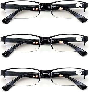 V.W.E. 3 Pairs Lightweight Rectangular Unisex Readers with Spring Hinge - Slim Reading Glasses (3 Pairs Black, 1.25)
