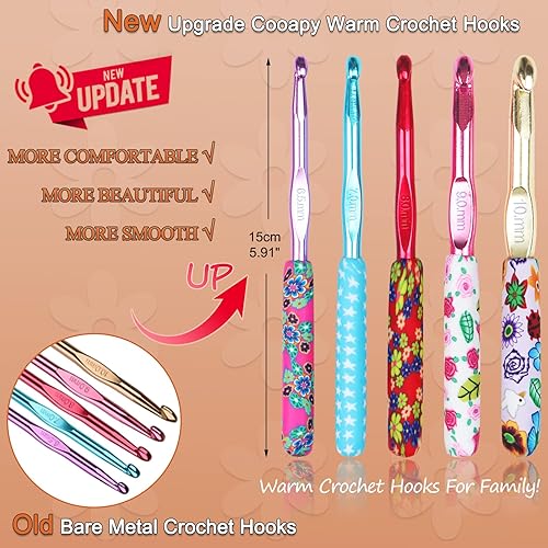 Miniatura 5 de Coopay Ganchos de ganchillo cálidos grandes, de 0.394 in, 0.354 in, 0.315 in, 0.276 in y 0.256 in, ganchos de ganchillo grandes para lana gruesa,