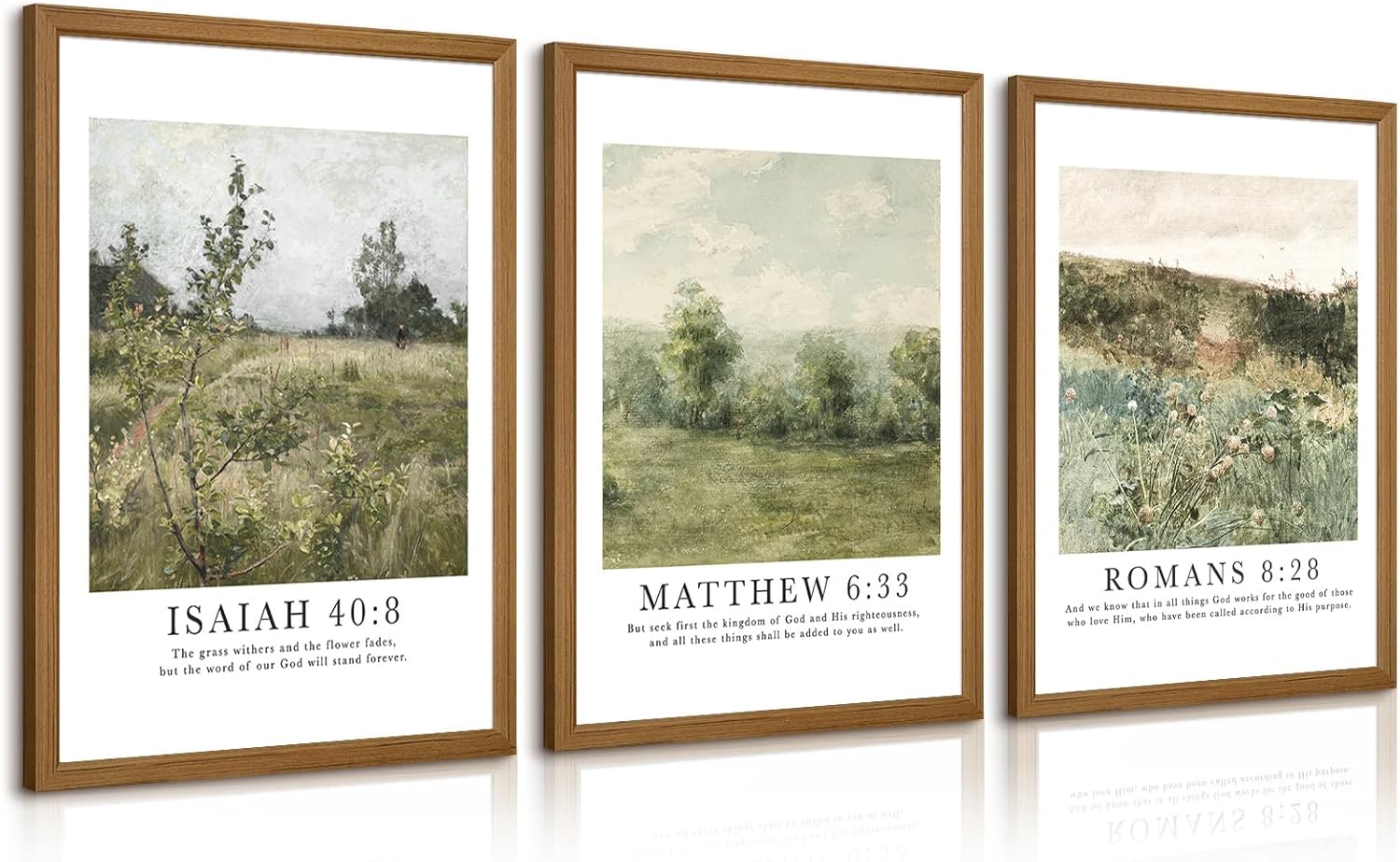 Christian Bible Verse Wall Art Decor Scripture Floral Canvas Painting Jesus Religious Wall Art Vintage Aesthetic Landspaces Pictures Modern Christian Artwork for Living Room 12x16x3 Inch Wood Framed