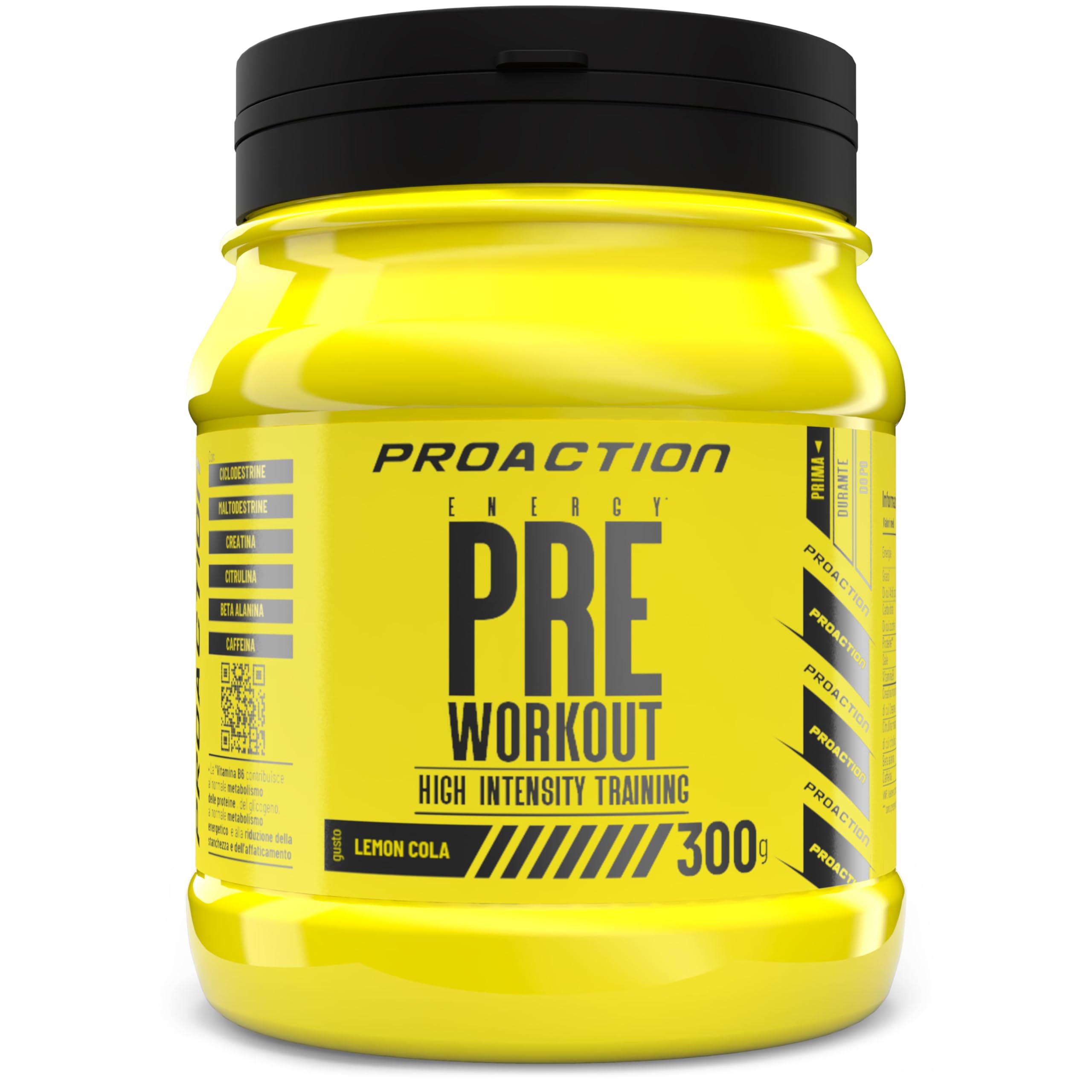 ProAction Pre Workout Potente | Integratore Preworkout con Creatina, Citrullina Malato, Beta Alanina e Caffeina | Boost di Energia e Resistenza per Bodybuilding, Sport e Fitness | 20 Porzioni | 300g