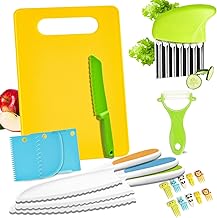 lttorjf 20 Pezzi Kit Coltello Da Cucina Di Sicurezza per Bambini, Montessori in Legno Bambini Con Legno Accessori Set Coltelli Cucina Bambini Tagliere E Pelapatate per Bambini Che Non Taglia