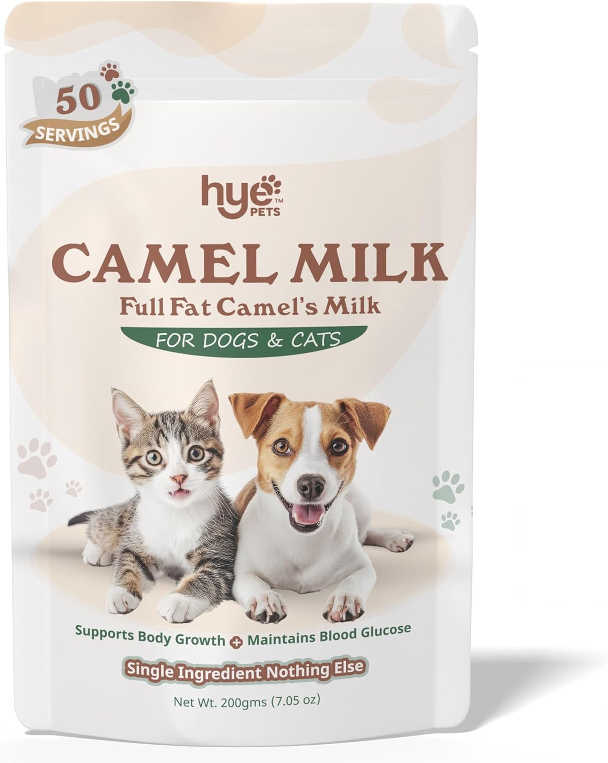 HYE Pets Full Fat Camel Milk Powder for Dogs & Cats, Support Body Growth and Maintain Blood Glucose, 7.05 Oz