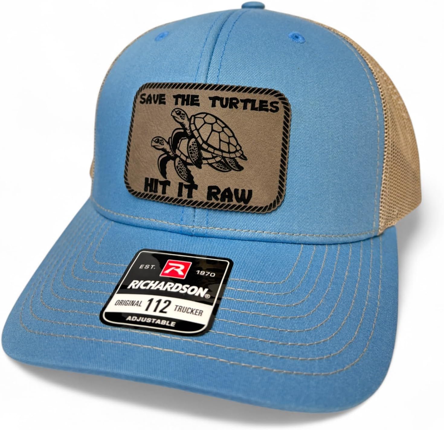 Save The Turtles Hit It Raw Hat - Funny Comedy Hat - Plastic Straws Environment - Beach Hats for Men