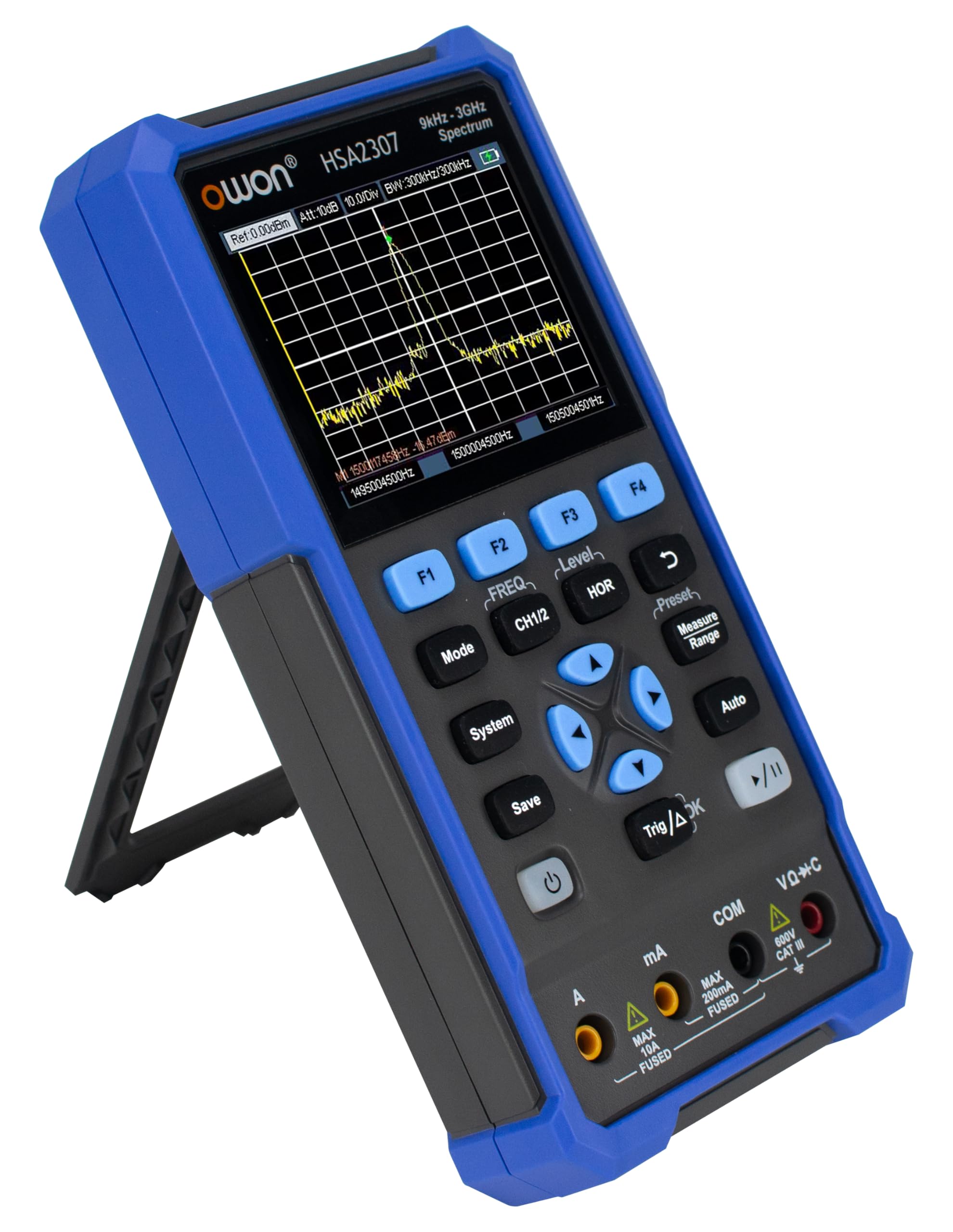 OWON HSA2310 3 w 1 analizator widma 9 kHz do 3 GHz, oscyloskop 100 MHz, 4-1/2 cyfrowy multimetr, maksymalna częstotliwość próbkowania 500 MSa/S, wielofunkcyjny analizator widma