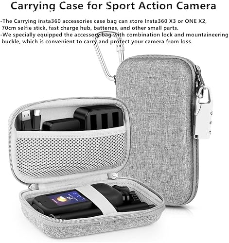 Miniatura 5 de Kit de accesorios 7 en 1 compatible con Insta360 X3 funda de silicona para cámara y tapa de lente 2 piezas de película protectora de pantalla 3D