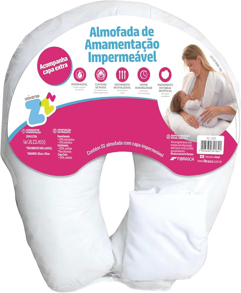 Almofada de Amamentação Travesseiro Impermeável - 50x50cm - Fibrasca, Branca