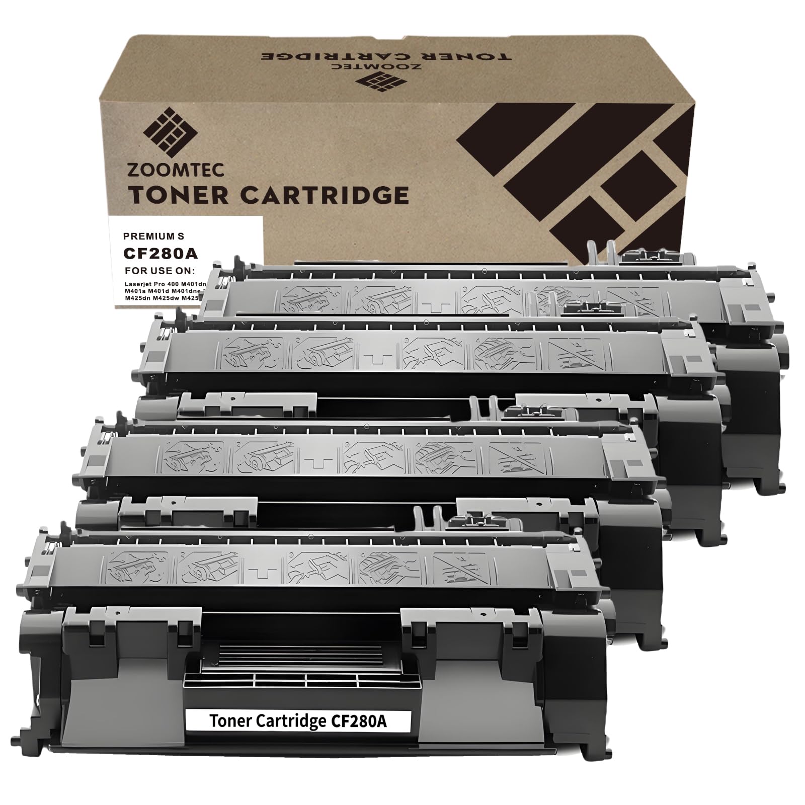 Compatible pour HP CF280A 80A CF280X 80X Noir Cartouche de Toner Compatible pour Imprimante HP LaserJet Pro 400 M401dn M401n M401dw M401a M401d M401dne M401 MFP M425dn M425dw M425 (4X Noir)