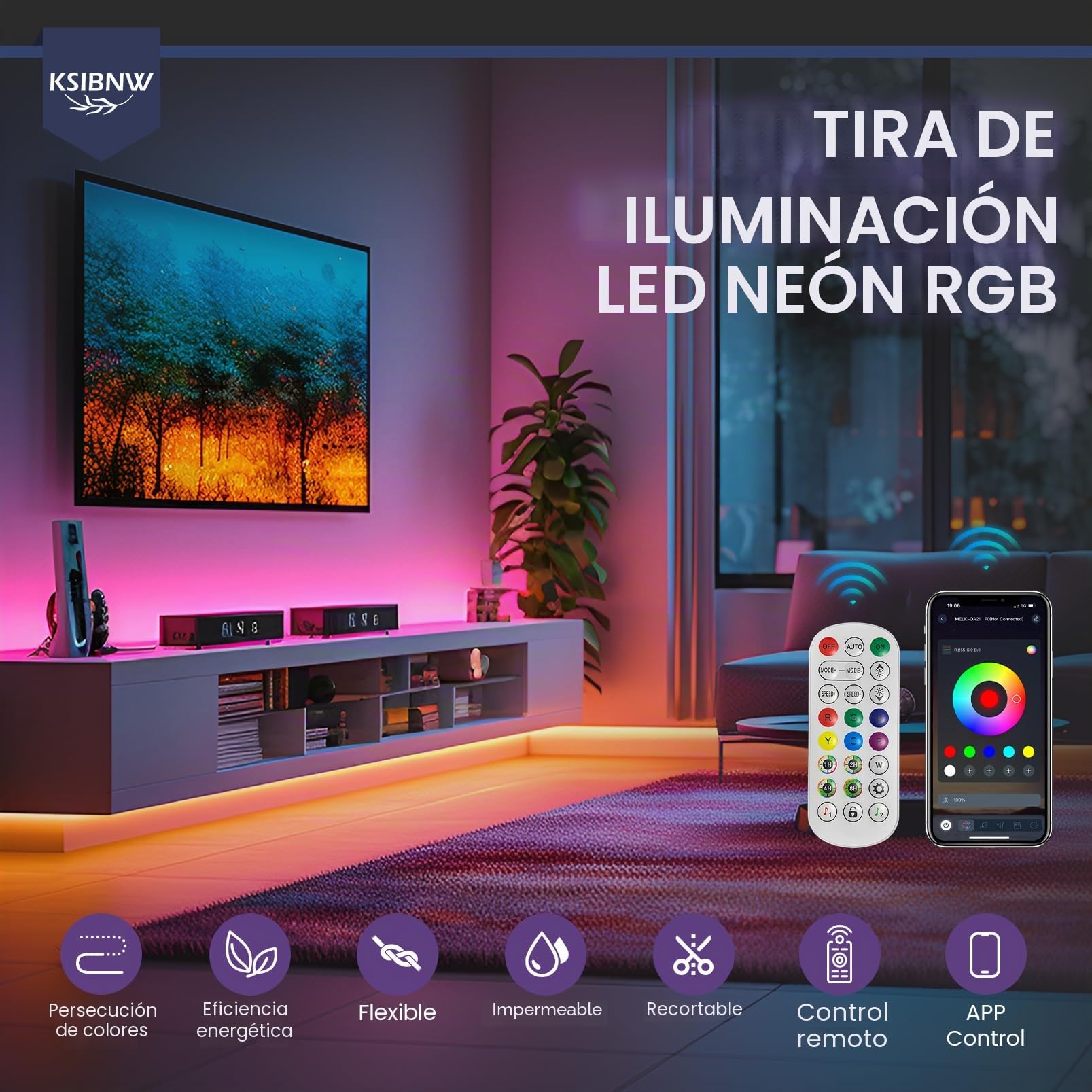 KSIBNW LED Neon Strip 10m, RGBIC Tira de LED Control con App & Mando a Distancia Impermeable IP65 Flexible Neón Luces Led Habitacion Sincronización Música Strip Light para Decoración Navidad, Fiestas