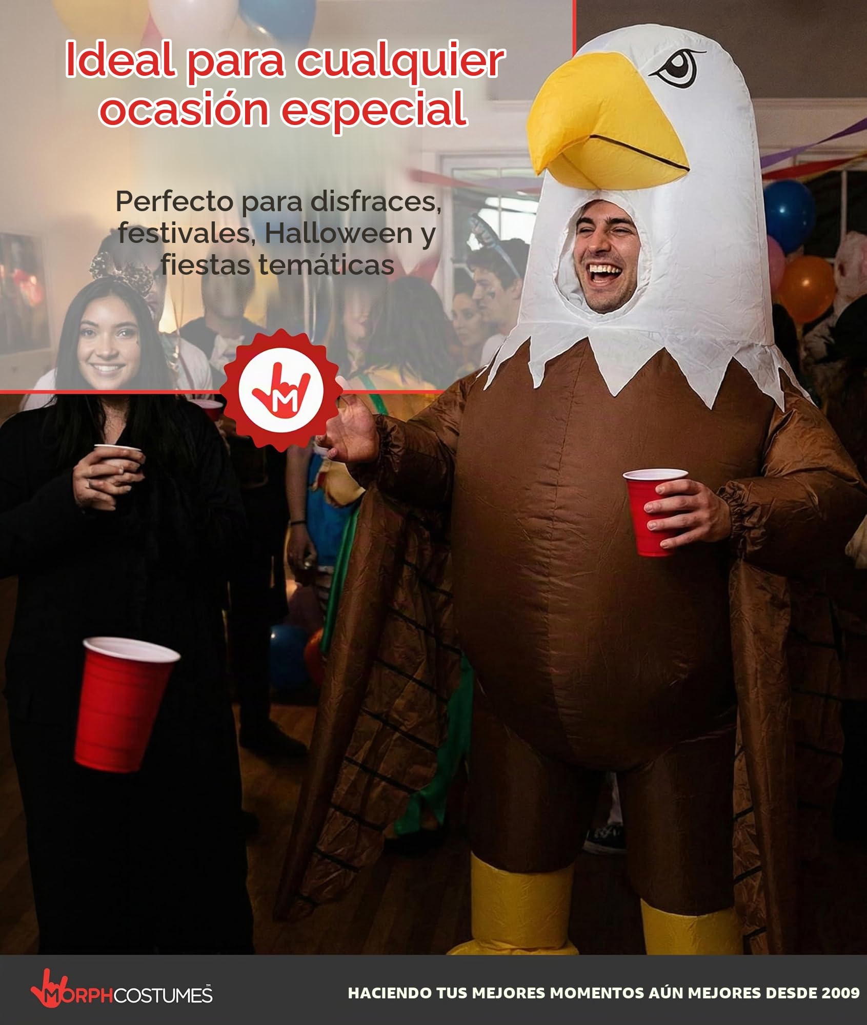 Morph Disfraz Inflable Águila Adulto, Traje de Pájaro para Carnaval y Halloween, Disfraces Animales Adulto, Talla única