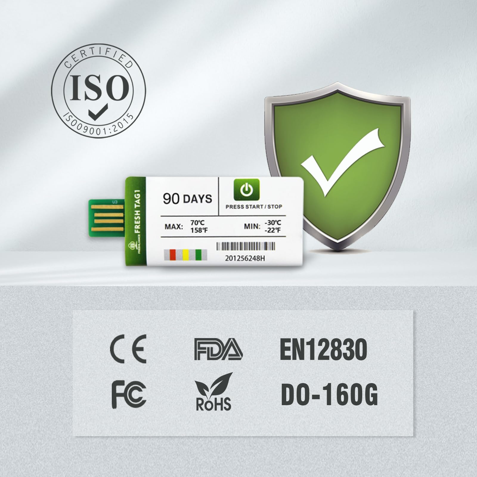 Fresh Tag 1 Freshliance Registratore di Temperatura USB 30000 Letture Alta Precisione 30 Giorni 10 Confezione