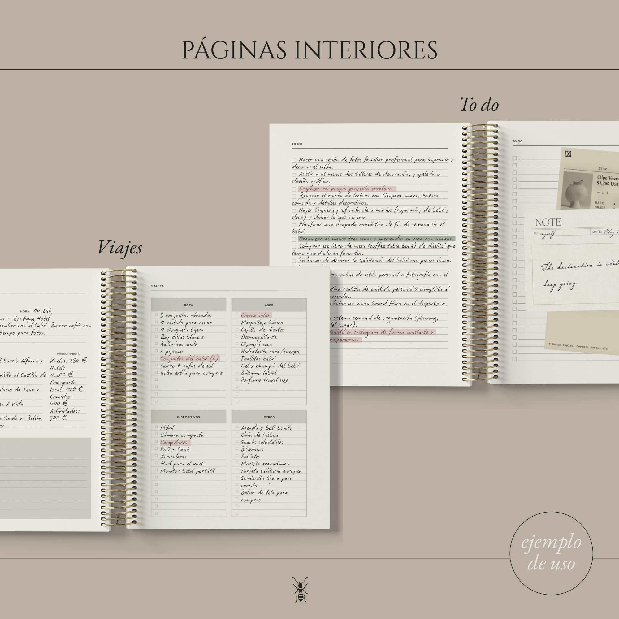 Agenda Académica 2025-2026 | Semana Vista | 290 pág. papel 120 g | Calendario, gastos, viajes, objetivos y notas | 20 × 22 cm (Print Butano)