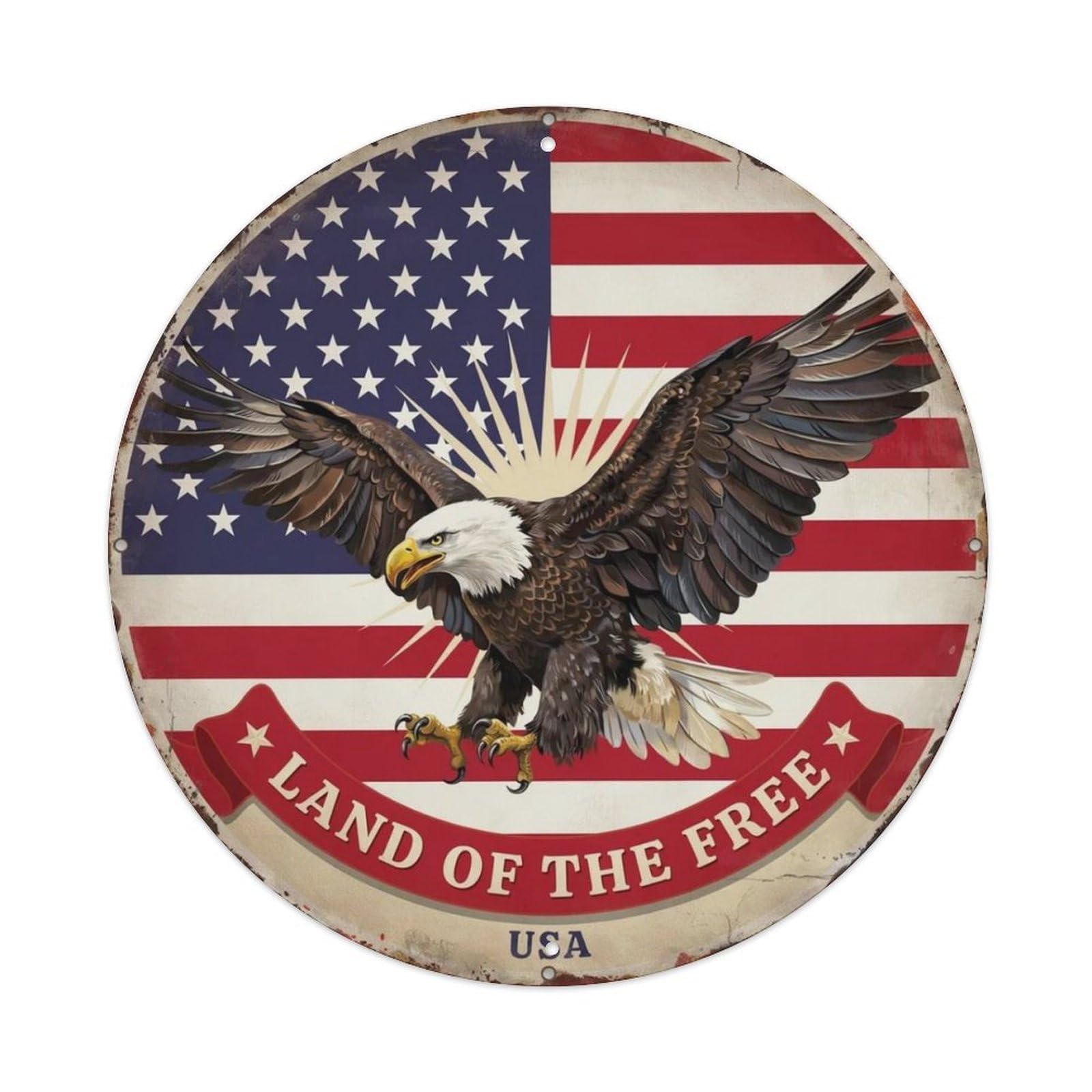 American Flag Bald Eagle Metal Tin Sign Plaque