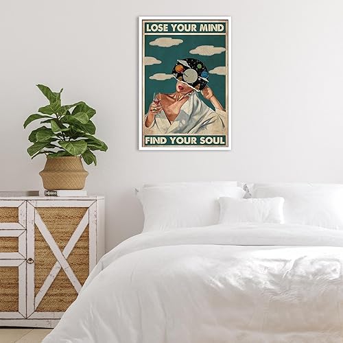 Miniatura 2 de Quark Póster vintage con texto en inglés Lose Your Mind Find Your Soul (Lose Your Mind Find Your Soul) para pared de salud mental, arte abstracto y