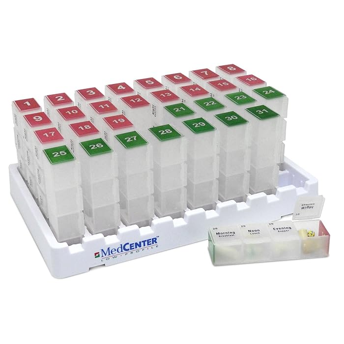 Buy Monthly Medication Organizer for Drawer or Lock Box with 31 Pill