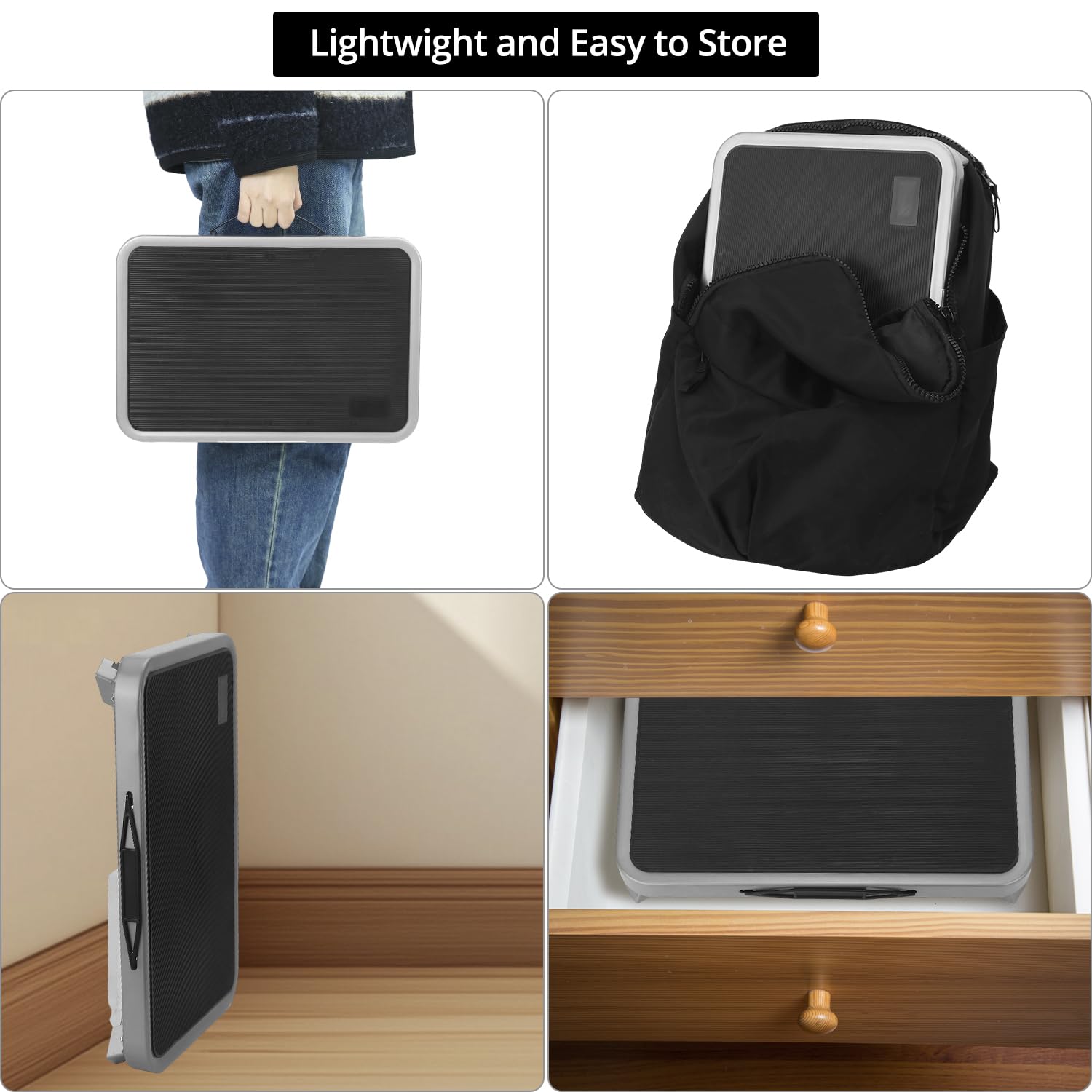 QWORK® Stopnie z regulacją wysokości, składana drabina z antypoślizgową platformą, na kemping, do domu
