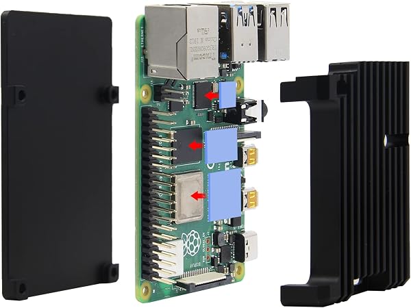 Geekworm Raspberry Pi 4 Computer Model B Armor Aluminum Alloy Case/Raspberry Pi Passive Cooling Shell Metal Enclosure Heat Dissipation for Pi 4B Only (Case without fan-Black) - 4