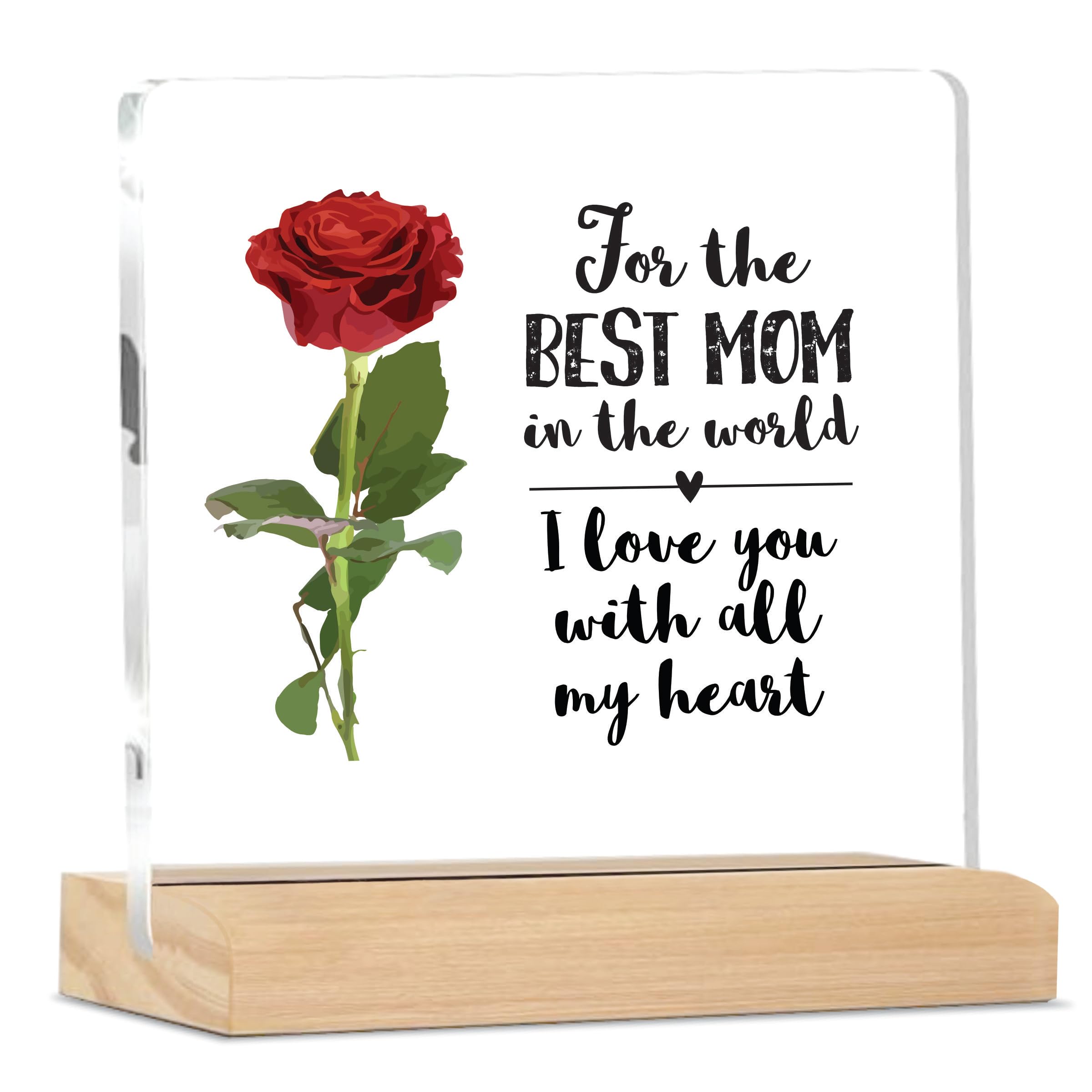 Giftplease Acrylic Sign Best Mom in The World Quote Plaque with Wood Stand Gift for Mom Home Office Desk Decor | (4 X 4 Inches) MP_01-picture-40