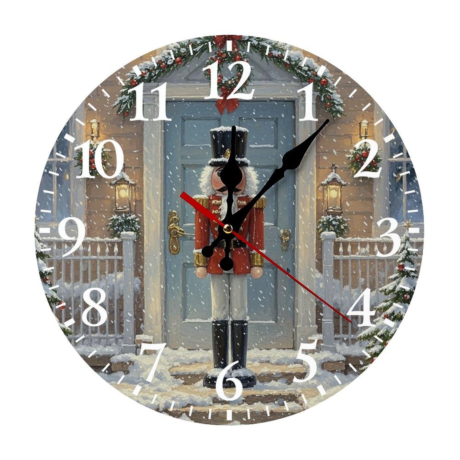 Horloge silencieuse vintage Casse-noisette murale blanche à chiffres arabes