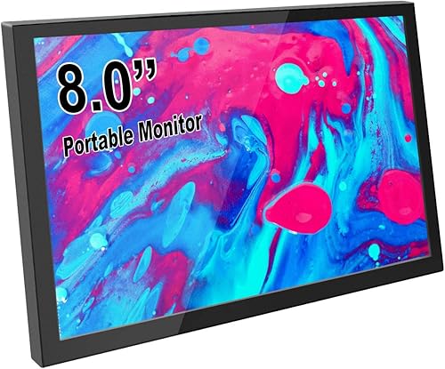 ELECROW 8" Portable Monitor, 1280x800 Mini Non-Touch Capacitive Monitor with HD Port Compatible with Raspberry Pi, LCD Display Built-in Dual