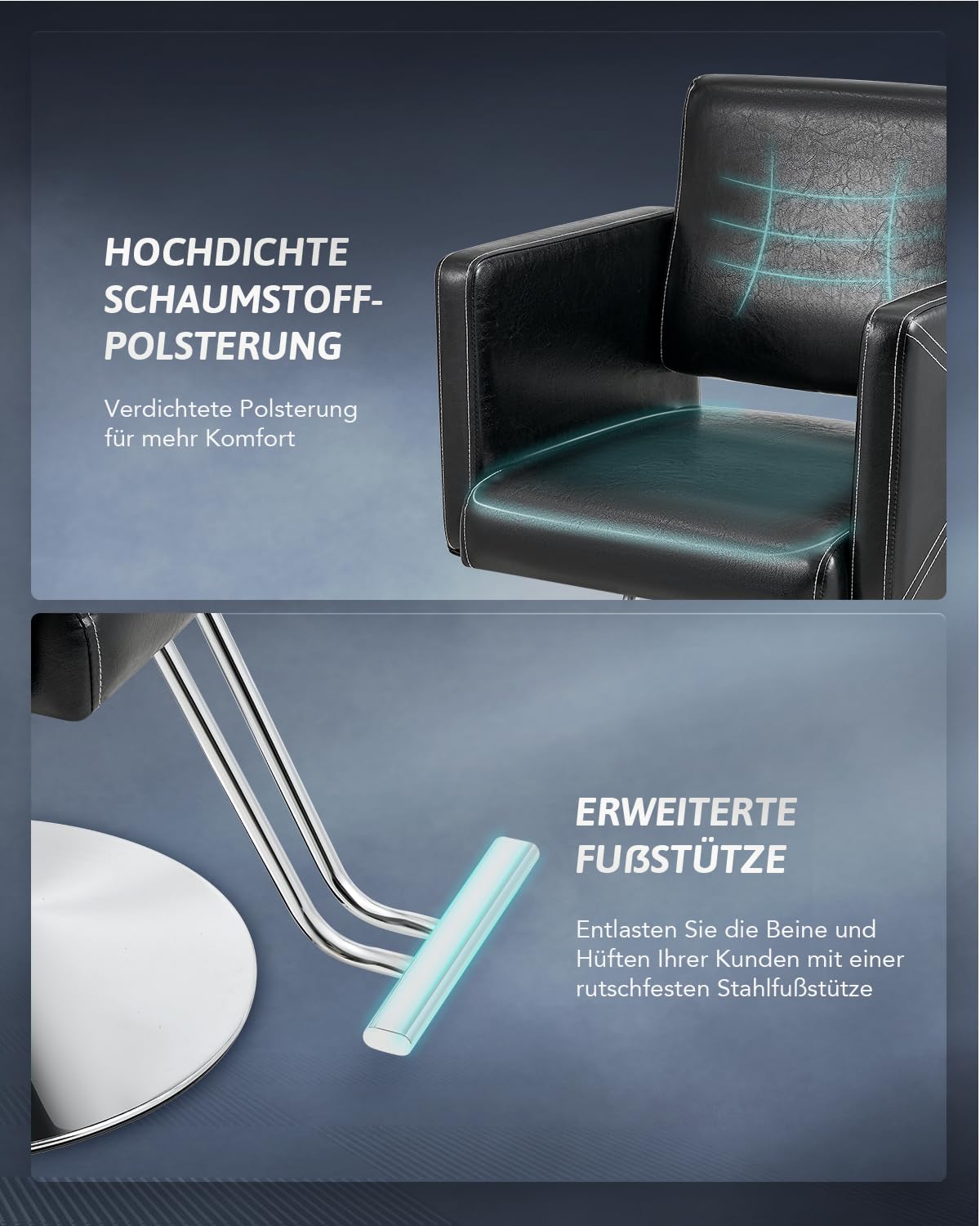 CO-Z Friseurstuhl 360° Drehbar 15cm Höhenverstellbar, Hydraulischer Barberstuhl mit Stahlsockel, 150 kg Tragkraft