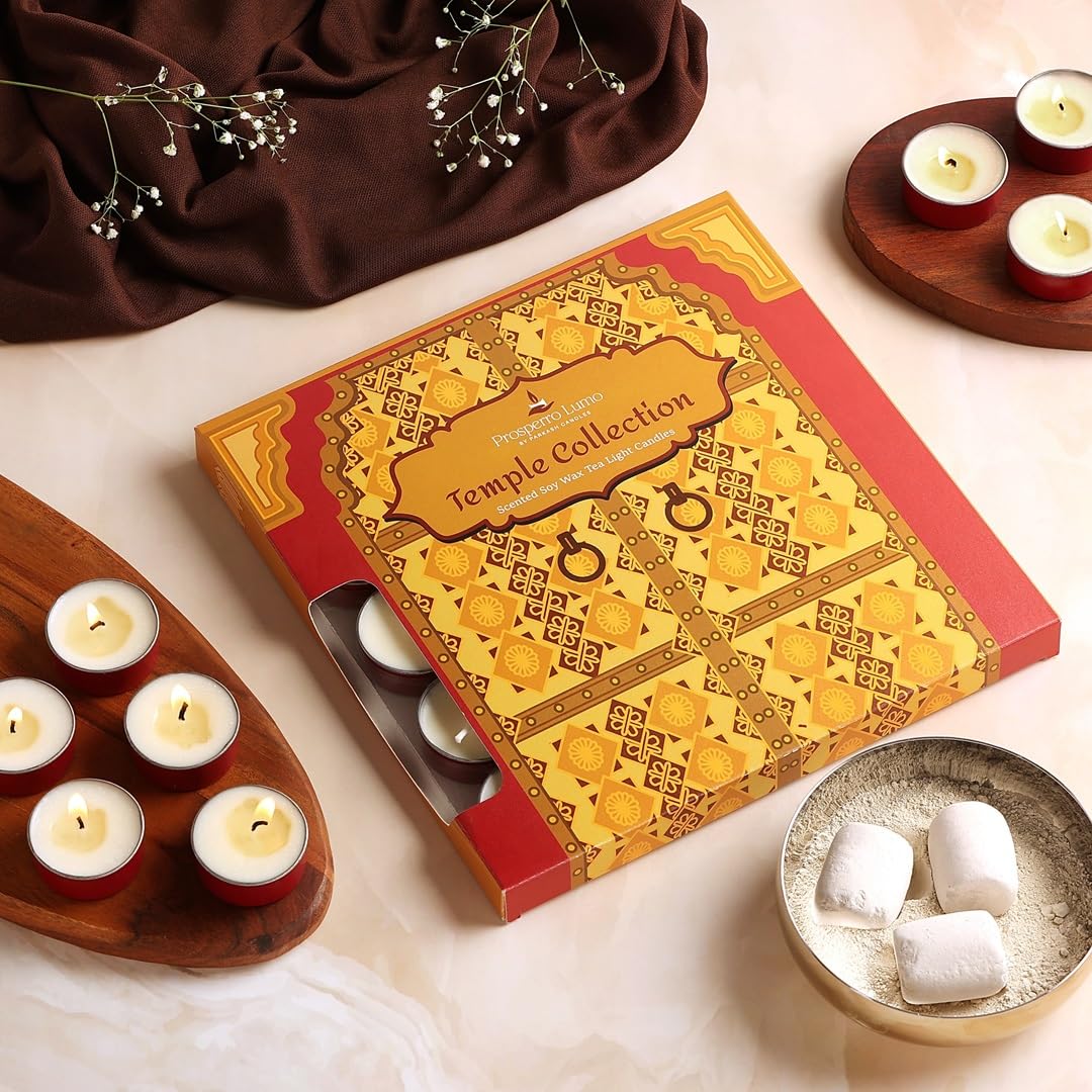 Prosperro Lumo by Parkash Candles Premium Soy Wax Scented Tea Light Set of 25 || Premium Organic Aroma Upto 5 Hours || Smokeless & Dripless Soy Wax Diya (VIBHUTI) (B0D5S6DRDR) Amazon Price History, Amazon Price Tracker