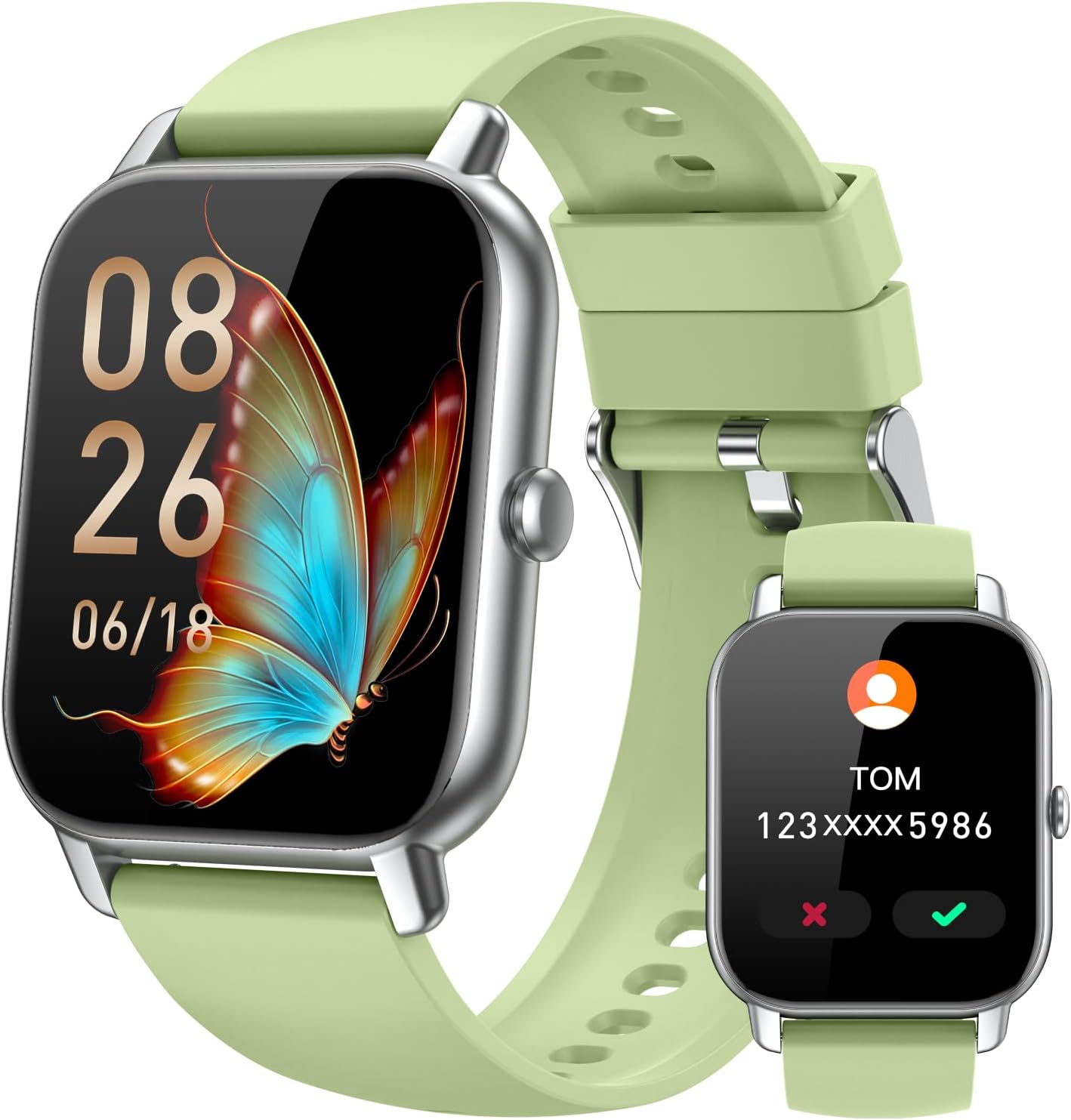 Smart Watches for Men Women(Answer/Make Call), Fitness Tracker Watch with Activity Counter/Sleep Monitor/ 110+ Sports Modes,Smart Watch for Android iPhone iOS Compatible (Green, 1.83)
