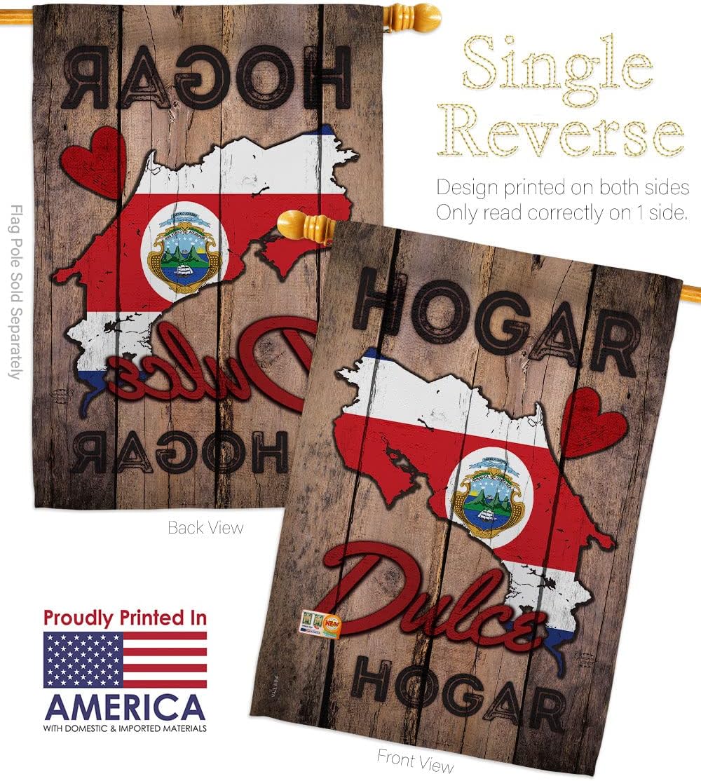 Country Costa Rica Hogar Dulce Garden House Flags Set Regional Nationality Nation International World Particular Area Small Decorative Gift Yard Banner Made In USA 28 X 40
