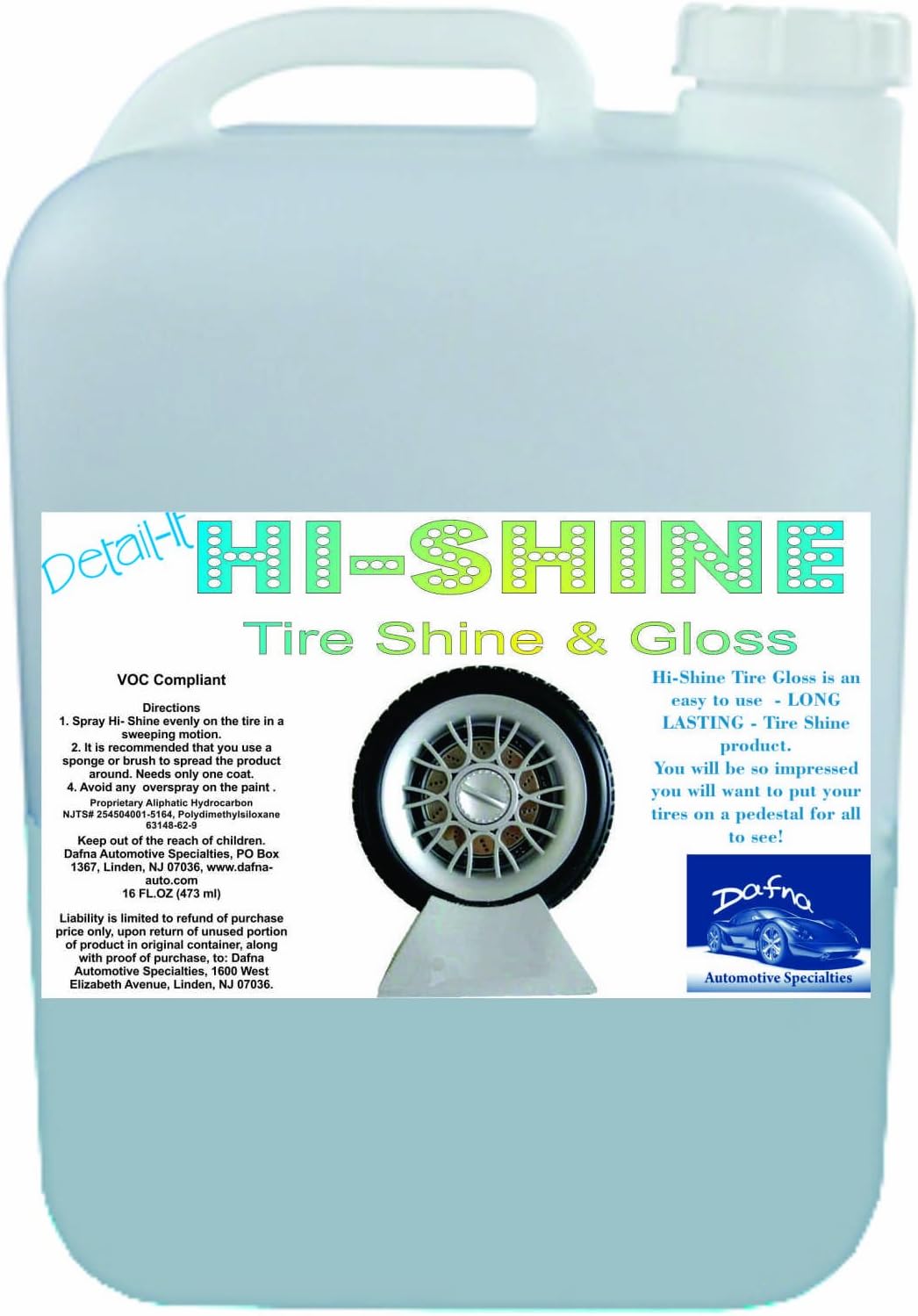 Dafna VOC Compliant Detail-It Hi-Shine Tire Gloss - 5 gallon Pak with spigot