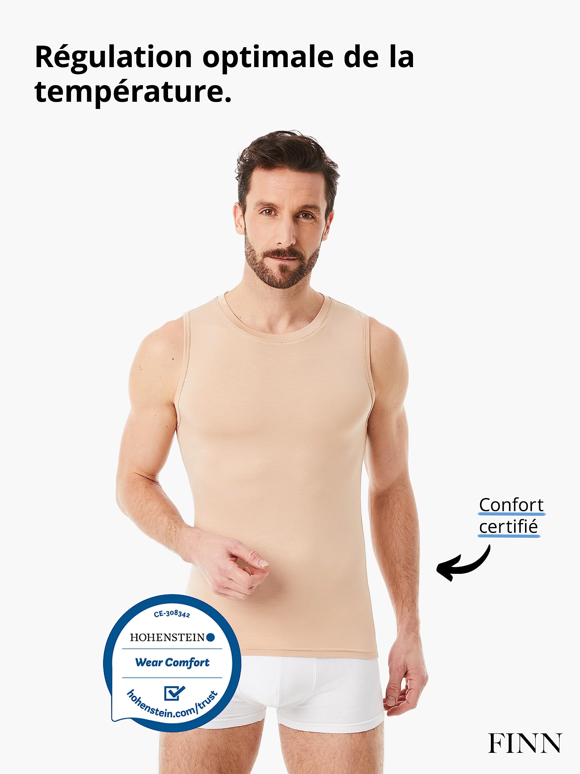FINN Maillot de Corps Business pour Homme sans Manches avec Col Rond - sous-Maillot en Tissu Original Lenzing® Modal - Le Débardeur Parfait sous Une Chemise et Un Costume