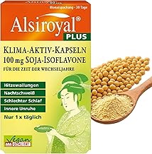 Alsiroyal Plus Klima Active Capsules - 100 mg Soy Isoflavones (30 Capsules) - Relieves Typical Appearances of Menopause - Hormone Balance Women - Menopause Capsules - Vegan