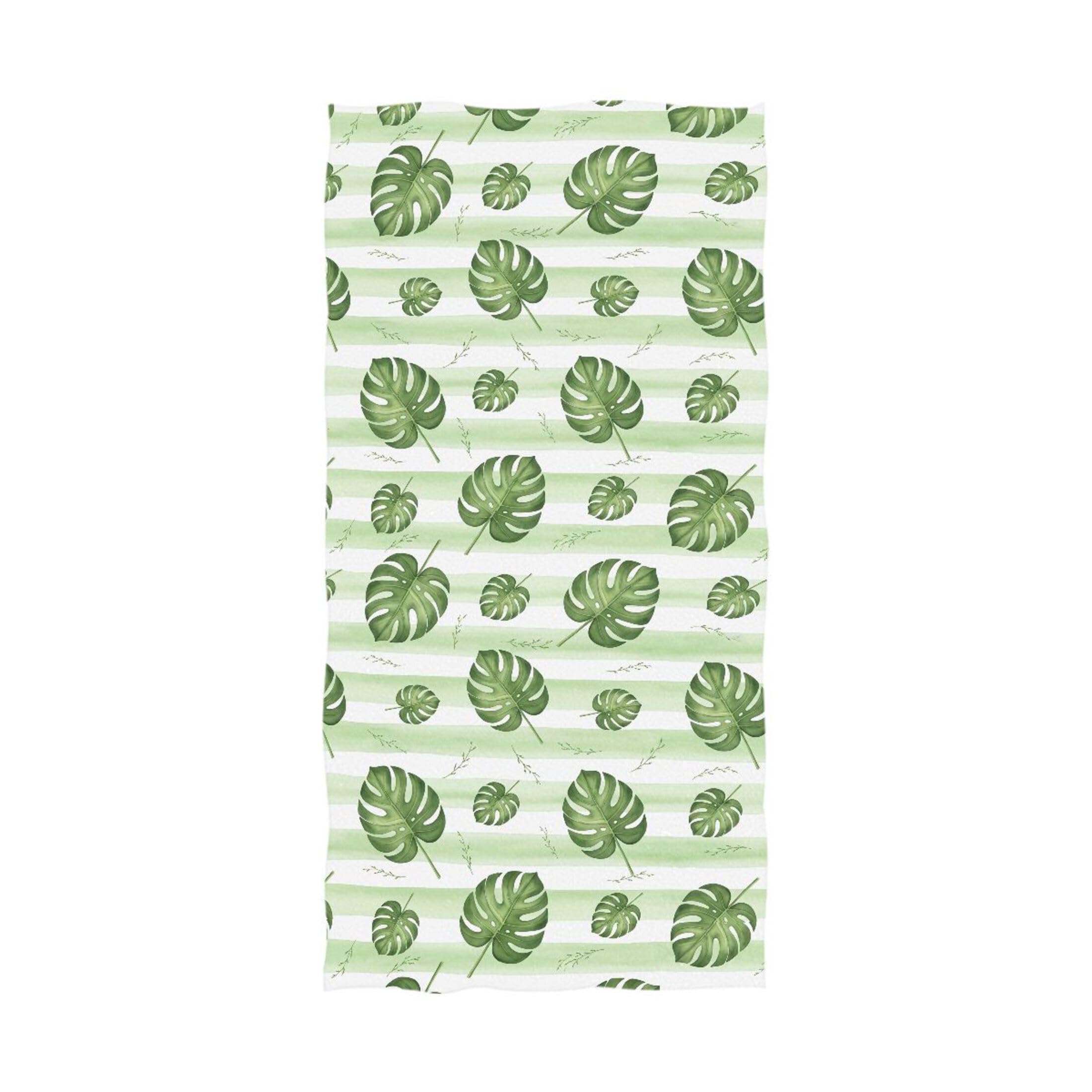 Kutsu Palm Leaves Bath Towel, Highly Absorbent Cotton Soft Bath Hand Towel for Bathroom Kitchen Hotel Spa, 64 x 32 In