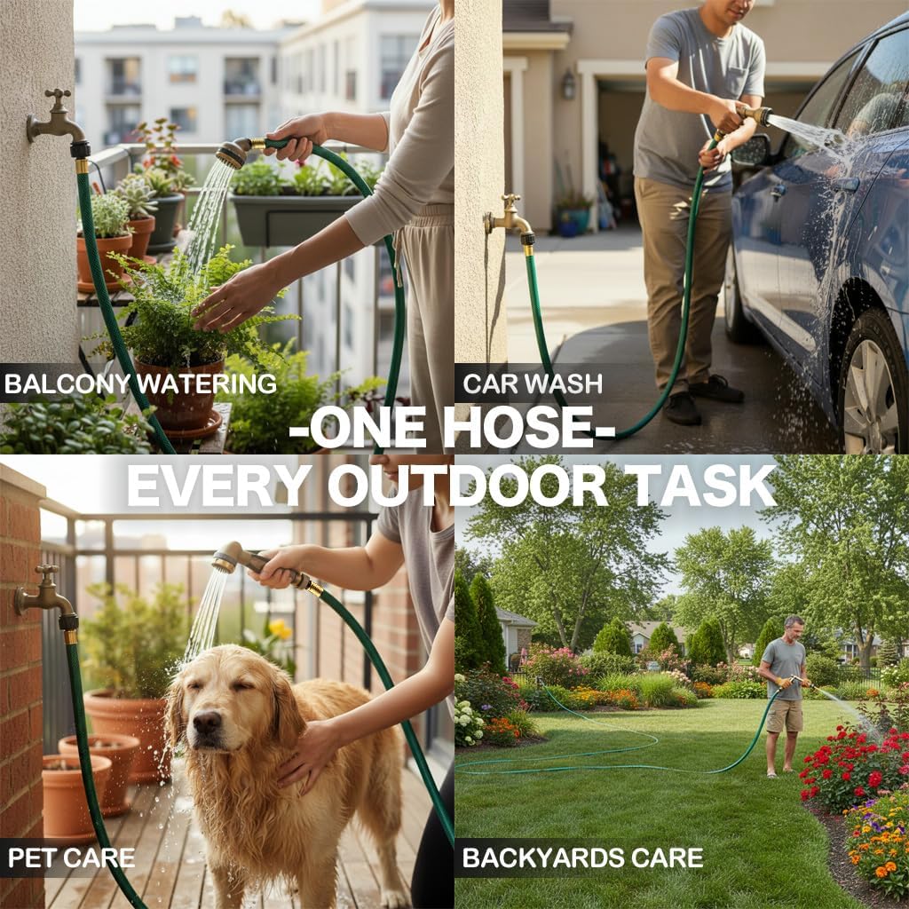 75FT Flexible Garden Hose for Patio: 5/8 Inch Lightweight Water Hose with Male to Female Leak-Free Connections for Large Residential Yard and Driveway Use